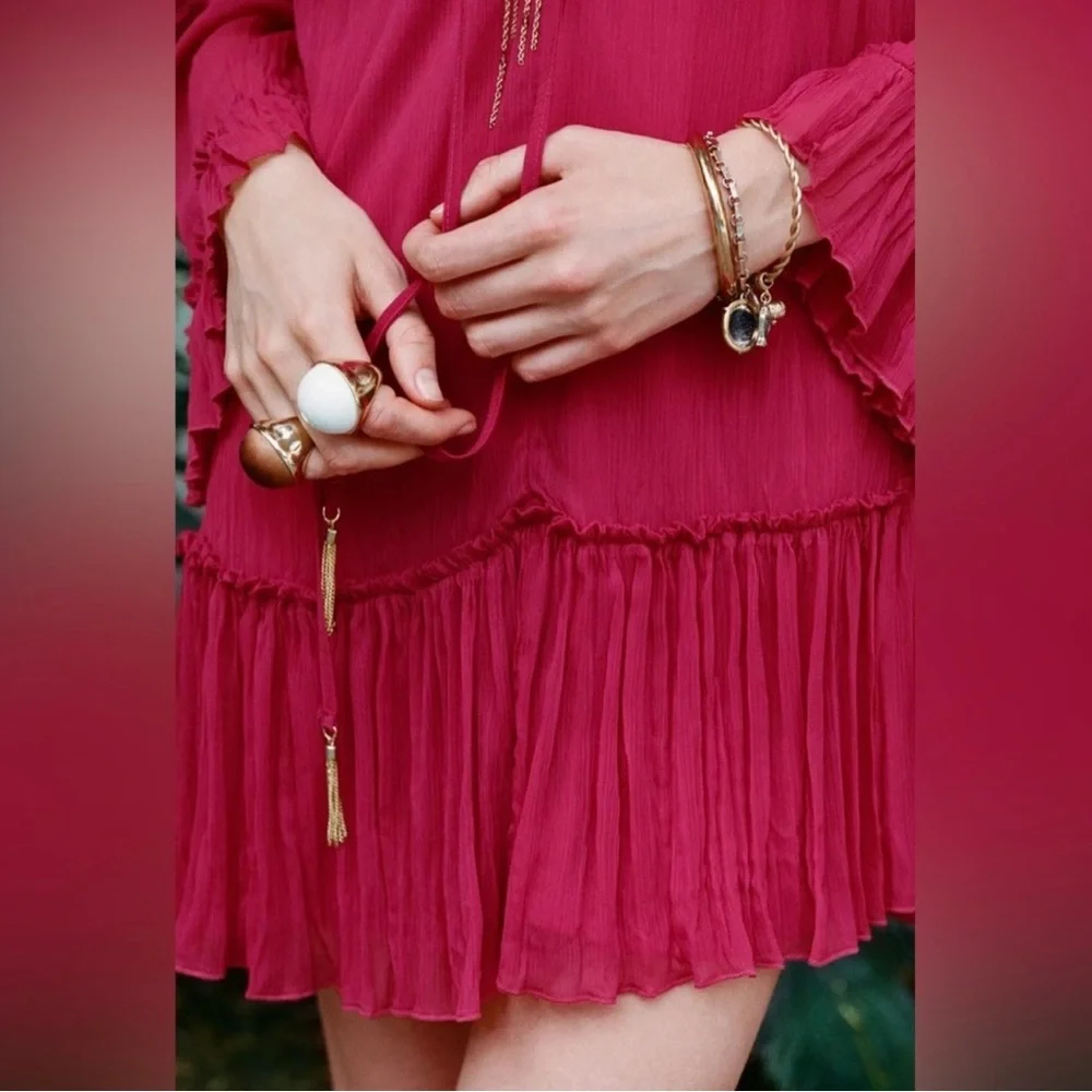Chic Red Ruffled Dress - Picture 3 of 8